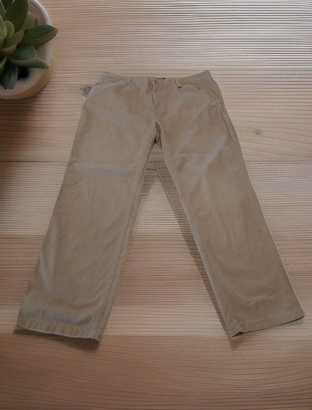 CALVIN KLEIN Men's (Size 40x32) Beige Khaki Flat Front Chino Pants Jeans Cotton